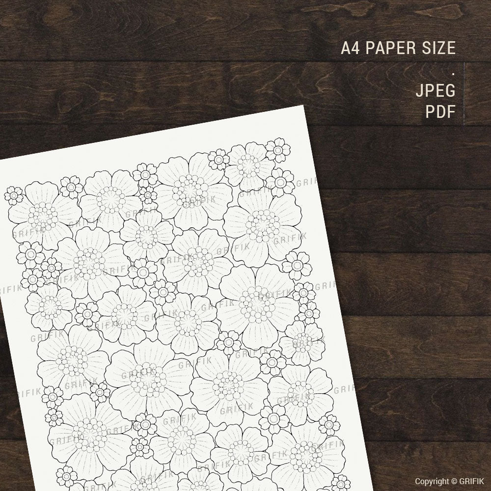 Whimsy Garden - Cherry Blossoms Coloring Page