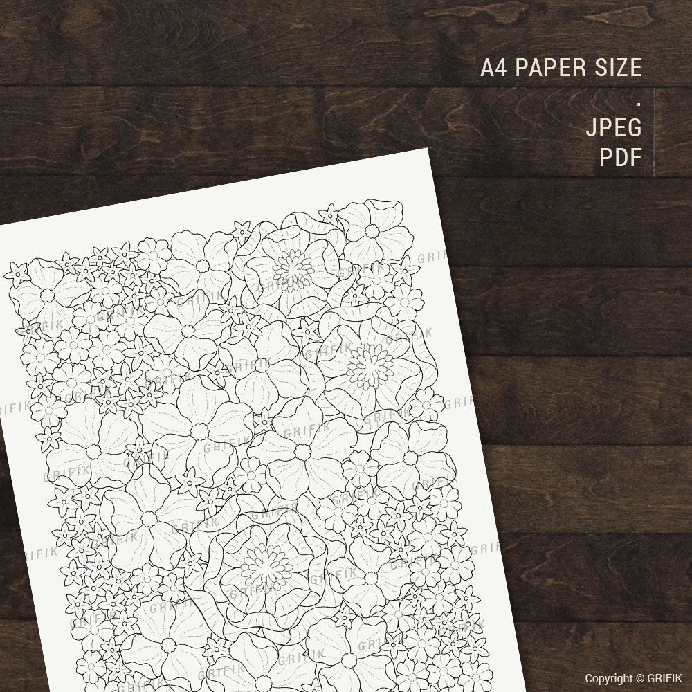 Whimsy Garden - Poppy and Peony Coloring Page