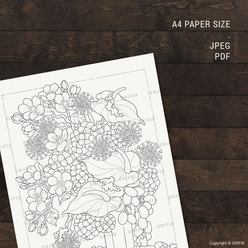 Rustic Garden Bouquet Coloring Page