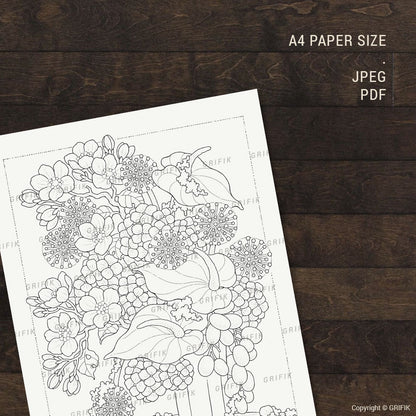 Rustic Garden Bouquet Coloring Page