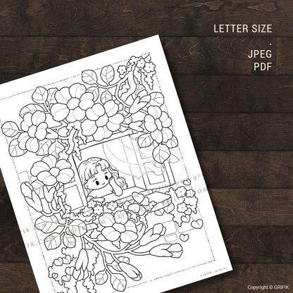 A Butterfly's Visit Coloring Page