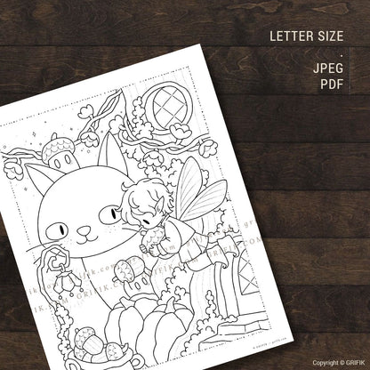 A Busy Autumn Day Coloring Page