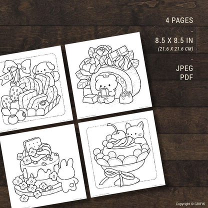 Sweet Bakery, Set of 4 Coloring Pages