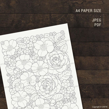 Whimsy Garden - Camellia Coloring Page