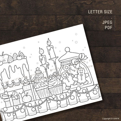 Winter Dessert Spread Coloring Page