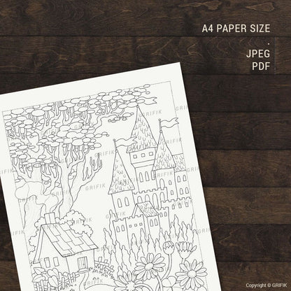 The Castle Beyond the Hill Coloring Page