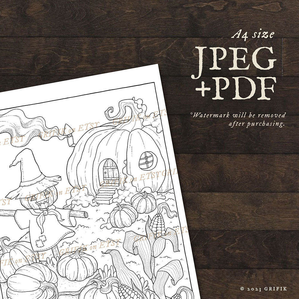 Pumpkin Field Coloring Page