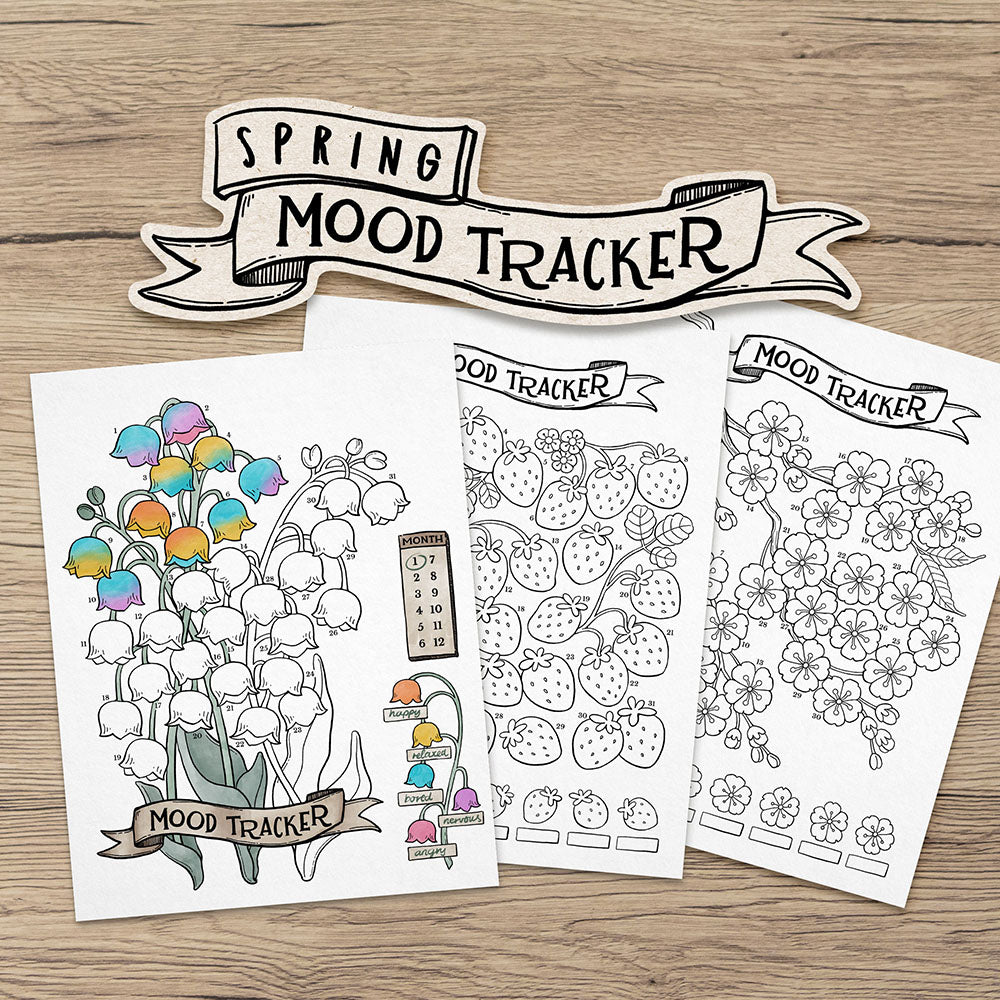 Printable Spring Mood Tracker, 3 Month Set