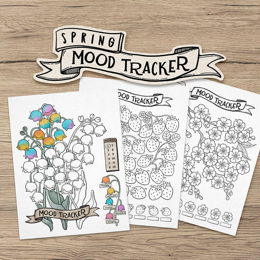 Printable Spring Mood Tracker, 3 Month Set