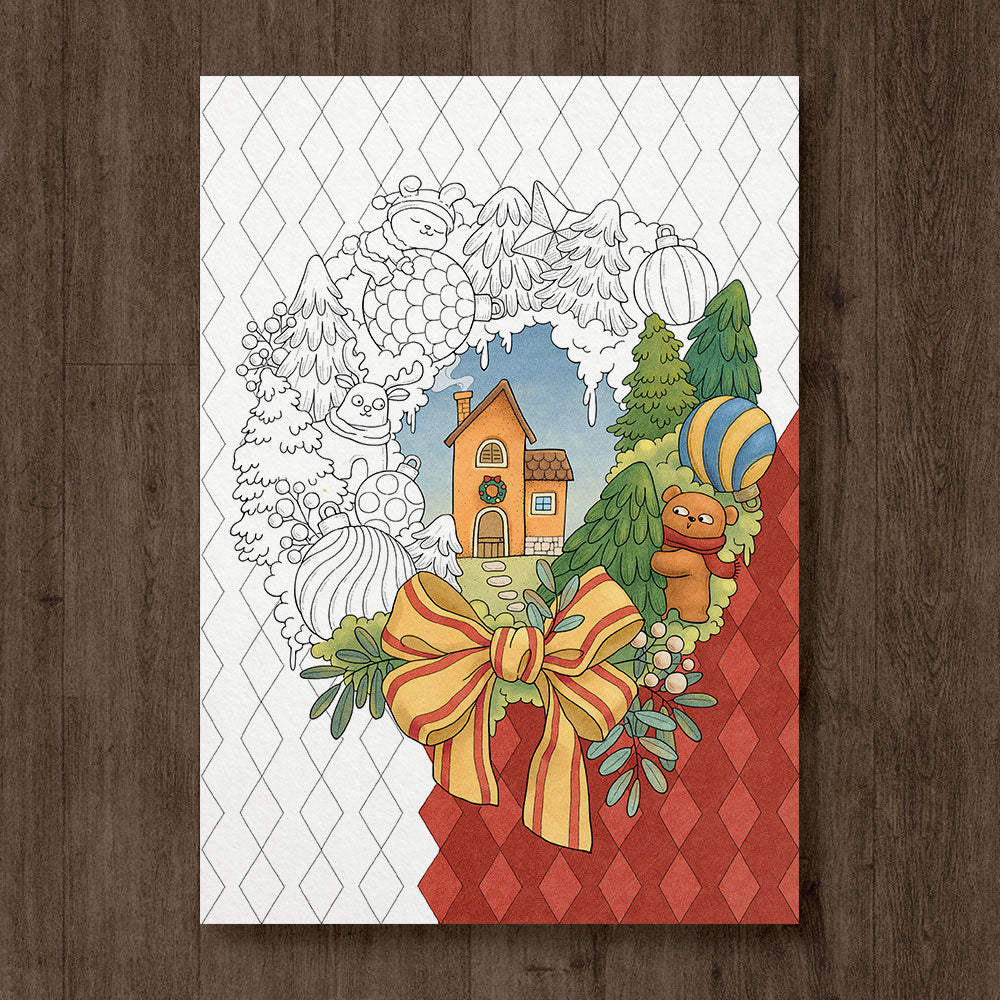 CHRISTMAS WREATHS - Set of 3 Coloring Pages