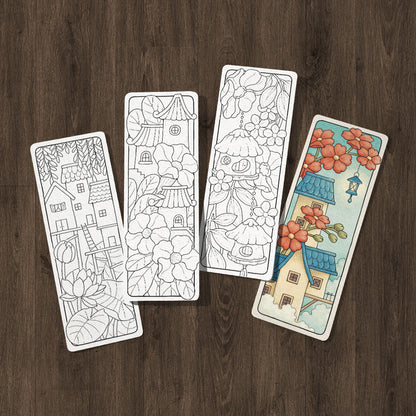 16 Coloring Bookmarks, Flying Town Vol.2 Set