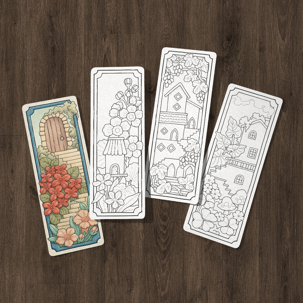 16 Coloring Bookmarks, Flying Town Vol.2 Set
