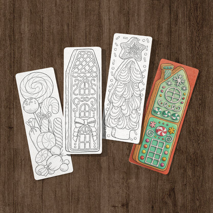 Christmas Baking Coloring Bookmark Set