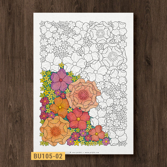 Whimsy Garden - Poppy and Peony Coloring Page