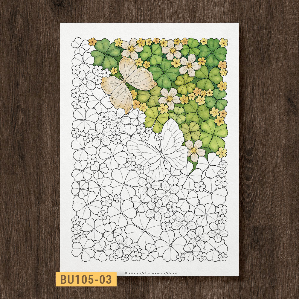 Whimsy Garden - Clover Leaves Coloring Page