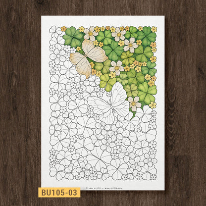 Whimsy Garden - Clover Leaves Coloring Page