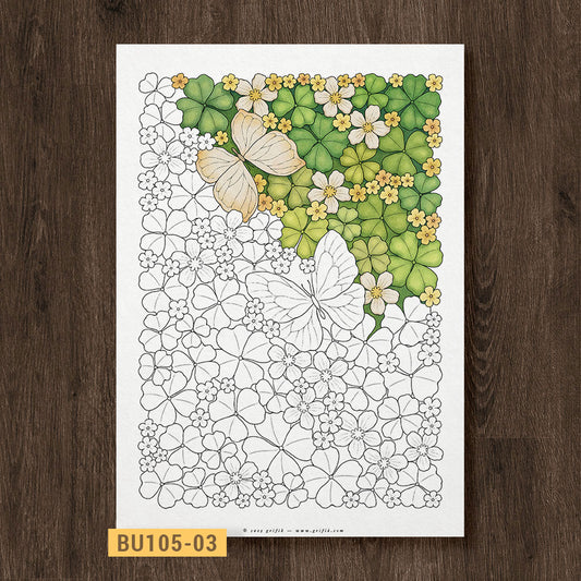 Whimsy Garden - Clover Leaves Coloring Page