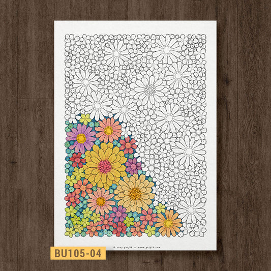 Whimsy Garden - Daisy and Calendula Coloring Page