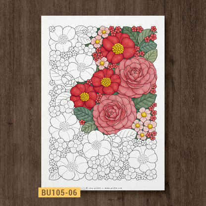 Whimsy Garden - Camellia Coloring Page