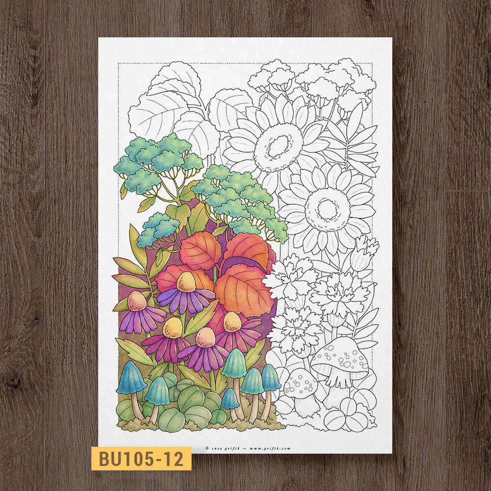 Fall Whimsy Garden Coloring Page