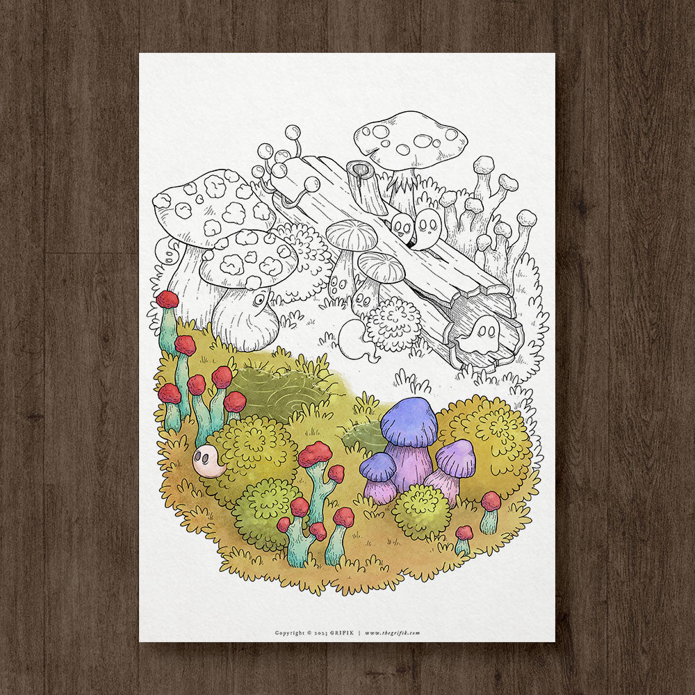 Mushrooms Coloring Page