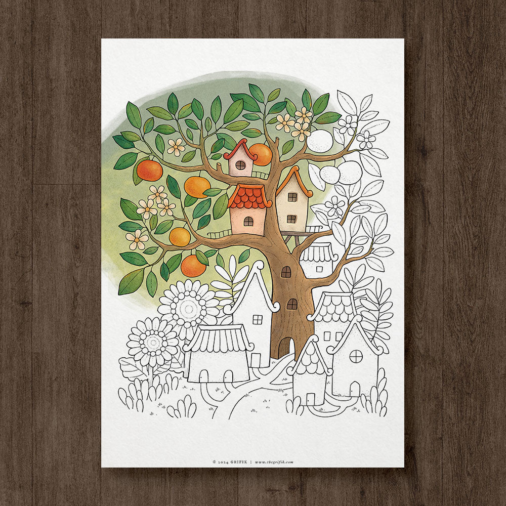 ORANGE TREE Coloring Page