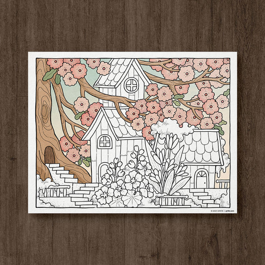 Under the Cherry Tree Coloring Page