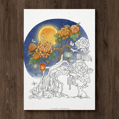 Mid Autumn Coloring Page