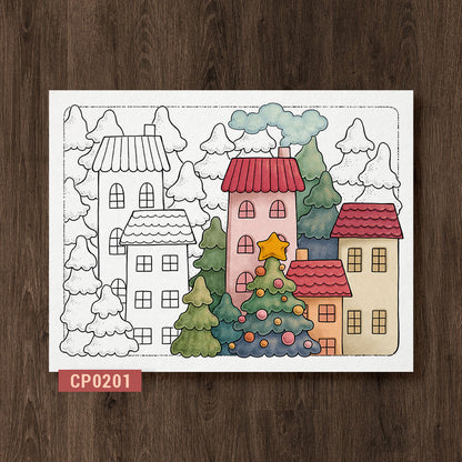 Merry Pines Village Coloring Page