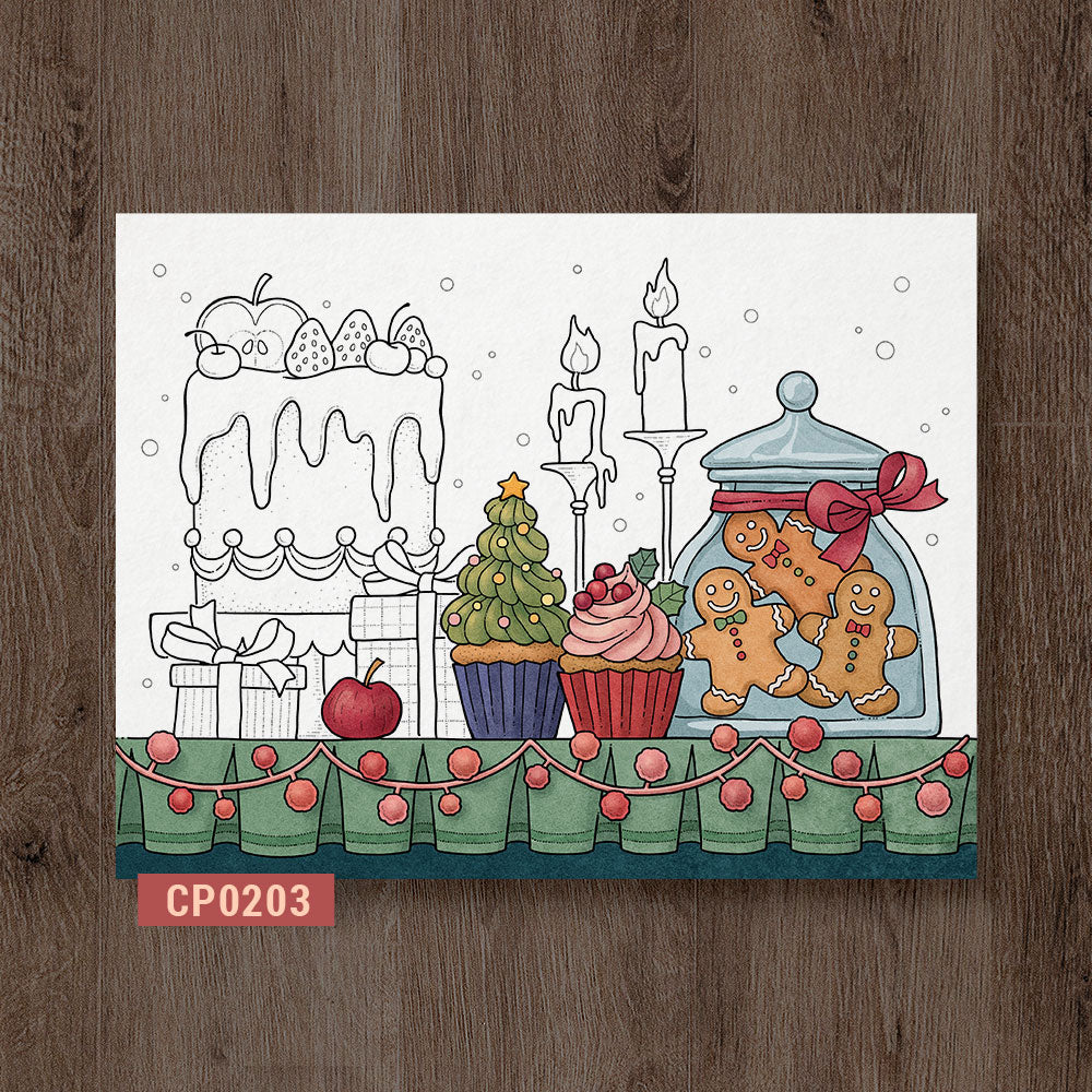 Winter Dessert Spread Coloring Page