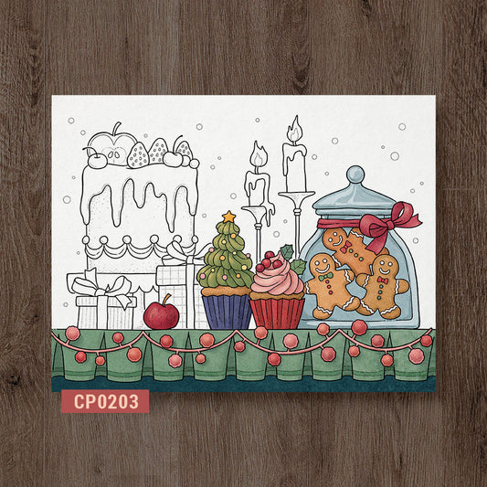 Winter Dessert Spread Coloring Page