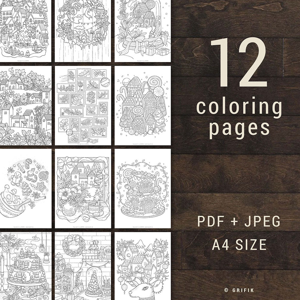 WINTER - Pack of 12 Coloring Pages