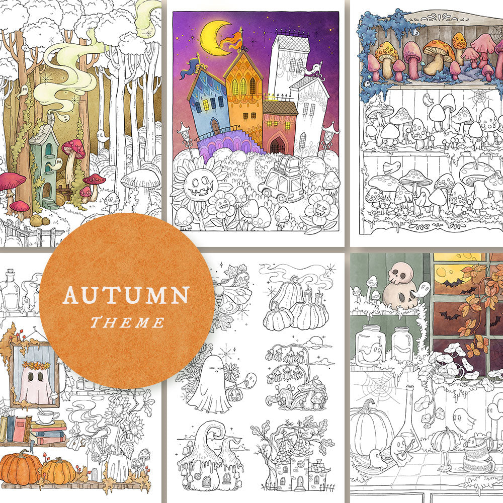 FANTASY TOWN - Pack of 50 Coloring Pages