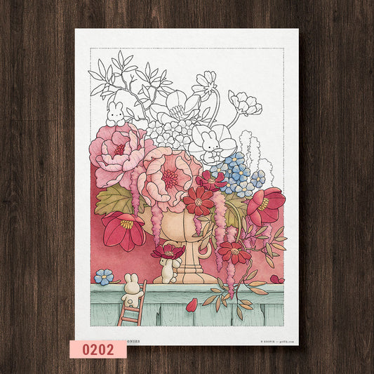 Vintage Peonies Coloring Page