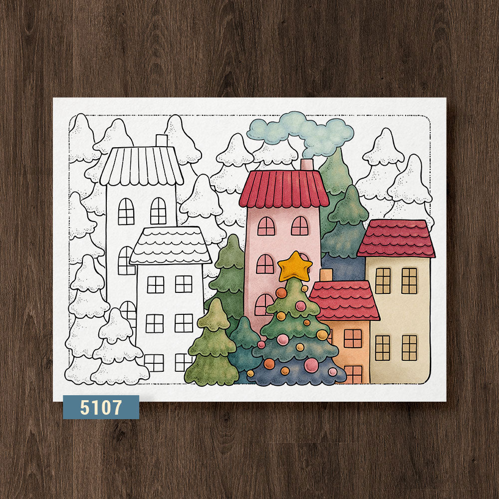 Merry Pines Village Coloring Page