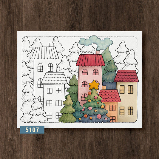 Merry Pines Village Coloring Page