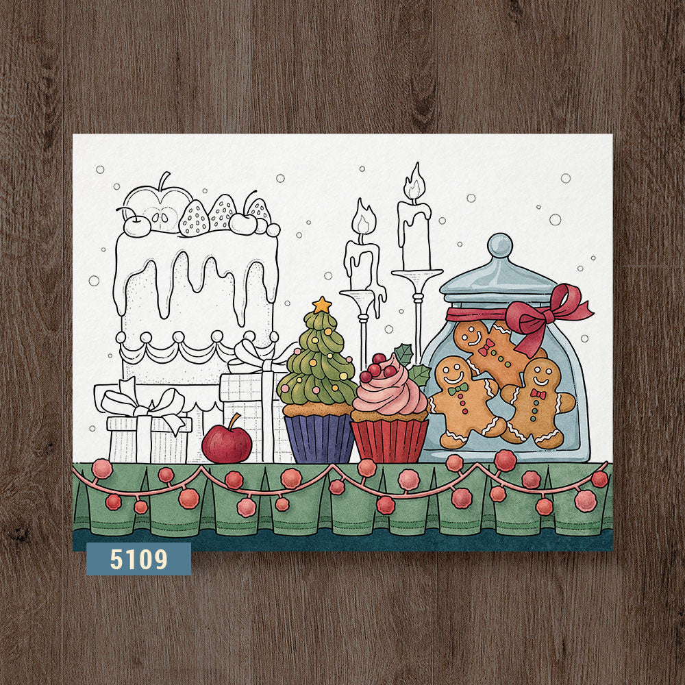 Winter Dessert Spread Coloring Page