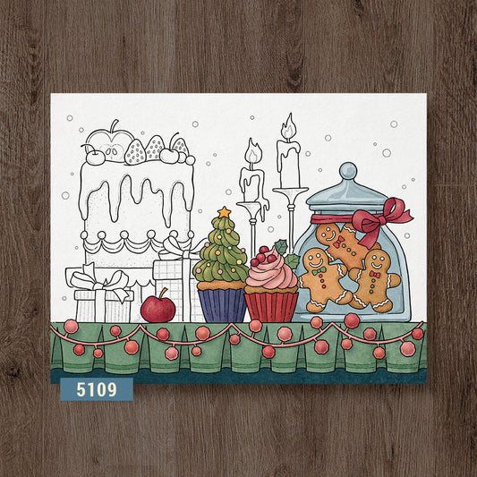 Winter Dessert Spread Coloring Page