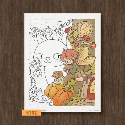 A Busy Autumn Day Coloring Page