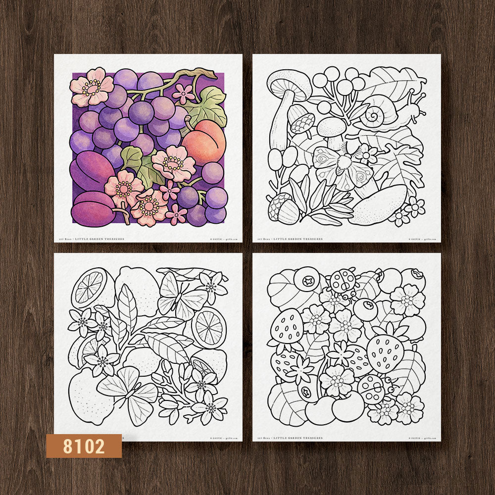 Little Garden Treasures, Set of 4 Coloring Pages