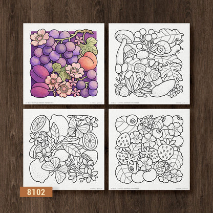 Little Garden Treasures, Set of 4 Coloring Pages