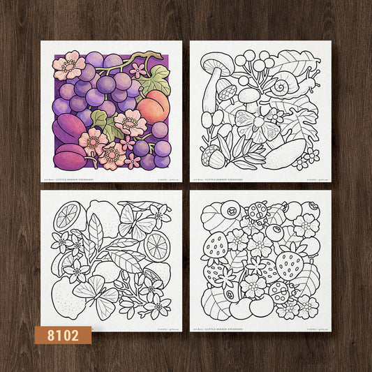 Little Garden Treasures, Set of 4 Coloring Pages
