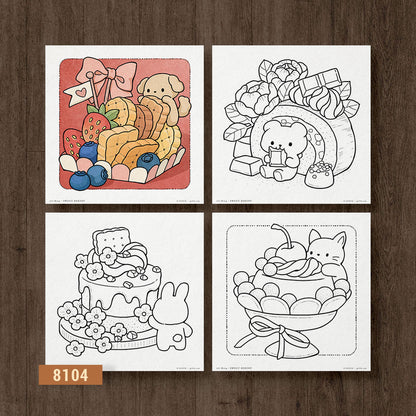 Sweet Bakery, Set of 4 Coloring Pages