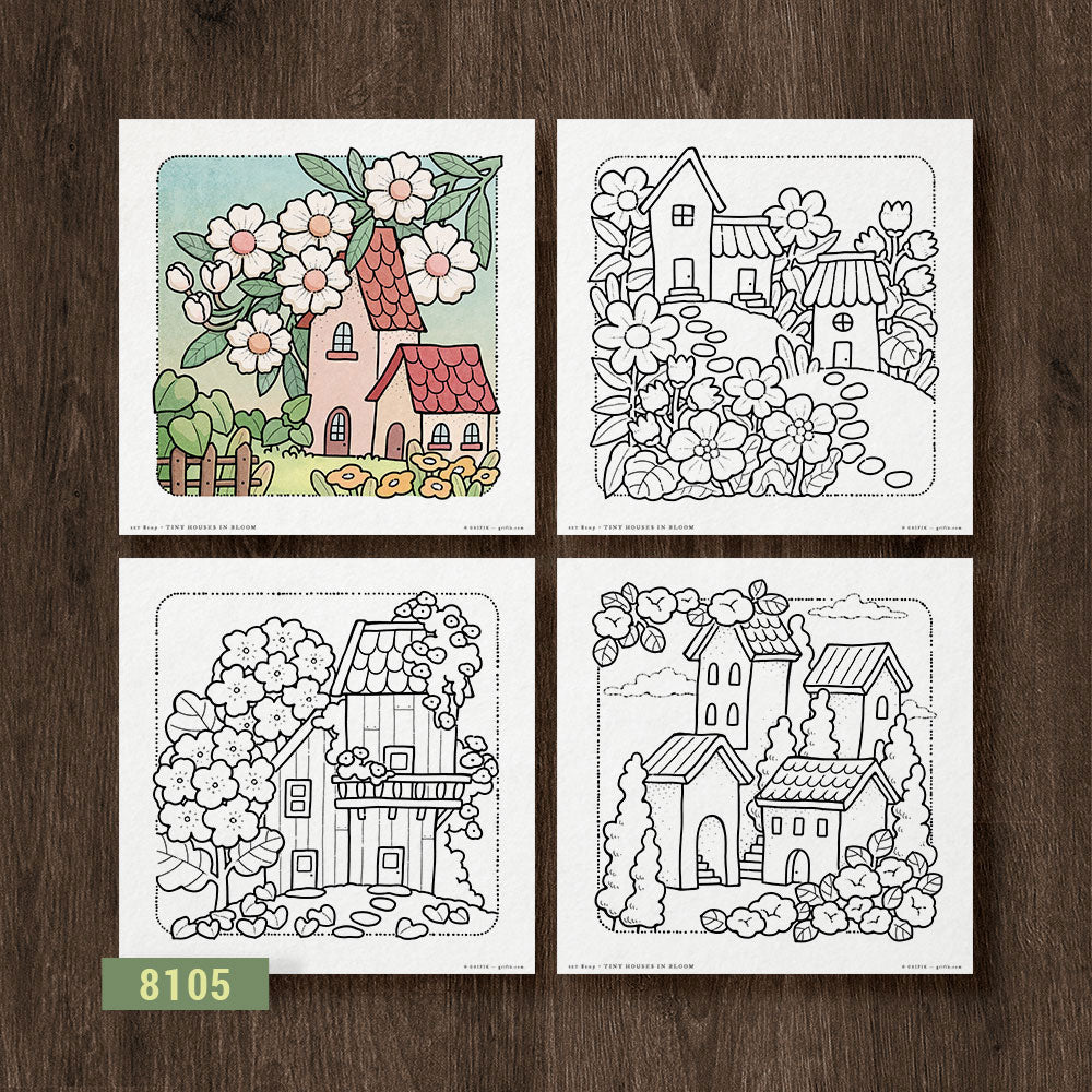Tiny Houses in Bloom Coloring Pages