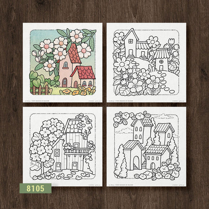 Tiny Houses in Bloom Coloring Pages
