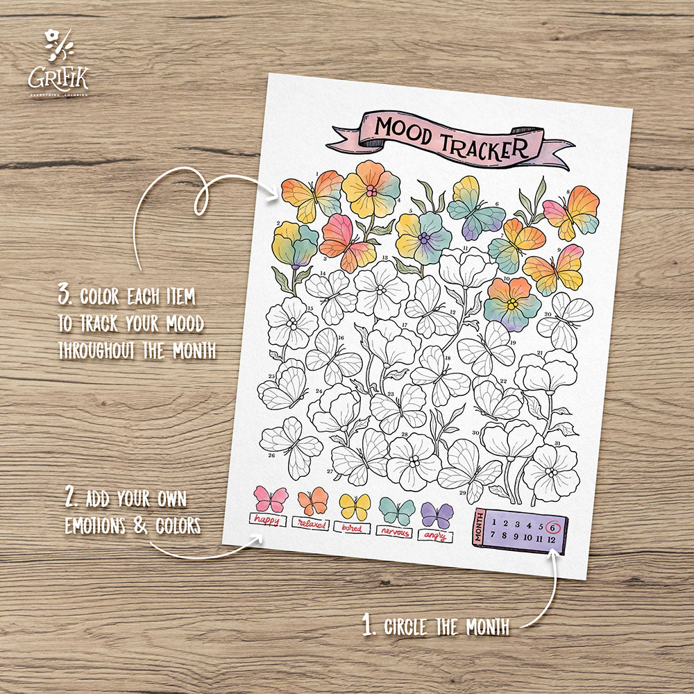 Printable Summer Mood Tracker, 3 Month Set