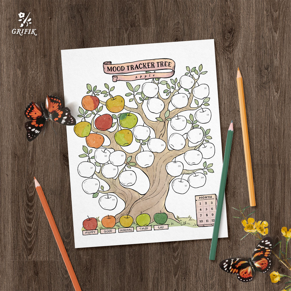 Mood Tracker Tree Set - Apple, Cherry Blossom, Rosehip