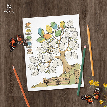 Mood Tracker Tree Set 12 Months