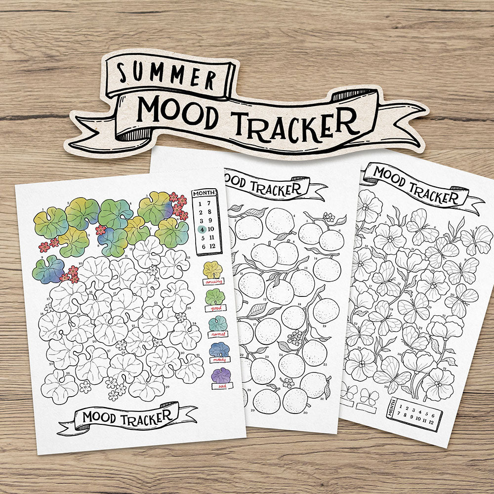 Printable Summer Mood Tracker, 3 Month Set