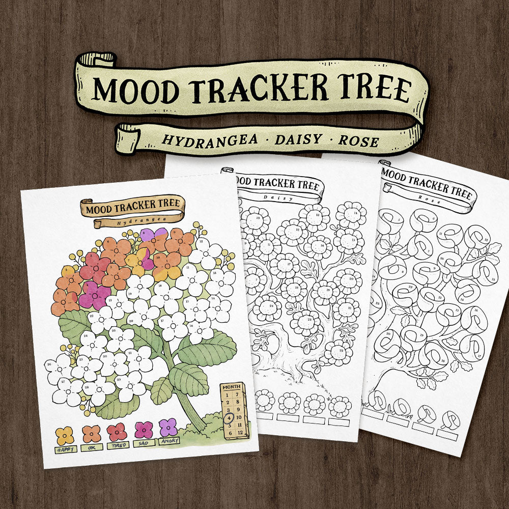 Mood Tracker Tree Set - Hydrangea, Daisy, Rose